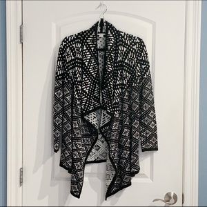 Bar III black and white open front sweater